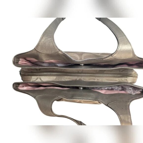 Coach Lexi Signatrue Bronz & Tan Shoulder Bag Purse - Picture 4 of 14